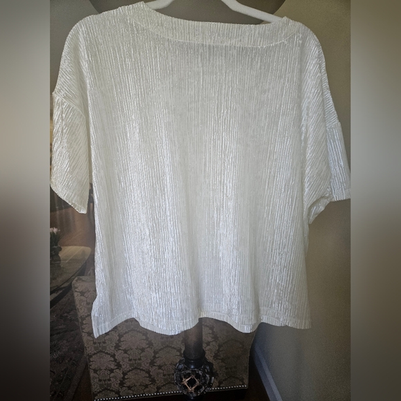 Banana Republic, BRAND NEW, cream Velvety finish short sleeve shirt - Picture 2 of 7